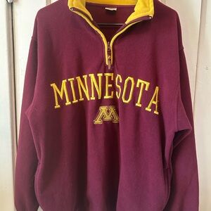 Vintage Minnesota Gophers 1/4 Zip Maroon & Gold Fleece Pullover